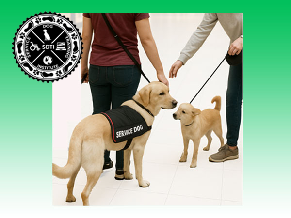 Service Dogs Interacting with Another dog